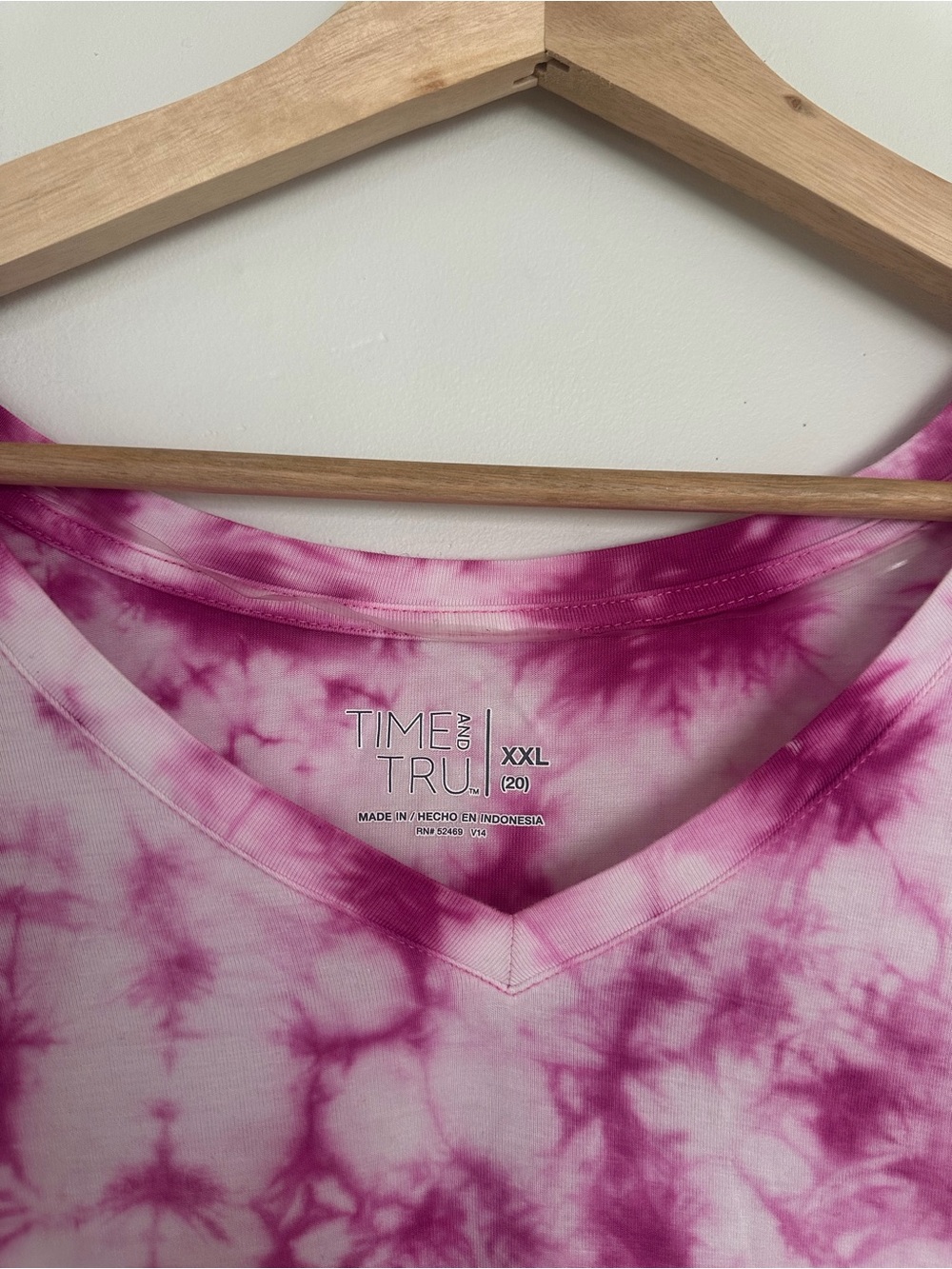 Time and Tru Pink Tie Dye V-Neck Tunic Top XXL - Picture 2 of 4